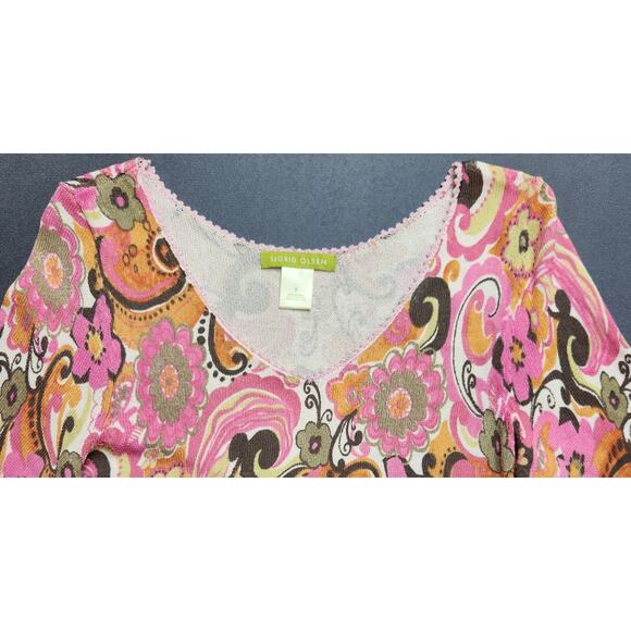 Sigrid Olsen Size Small Paisley Sweater Low Neck - Picture 2 of 8